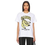 Ganni LÄSSIGES T-SHIRT BANANA RELAXED in White