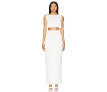 RUMER Oracle Boatneck Gown in White