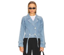 SOVERE Theory Crop Denim Trench in Blue