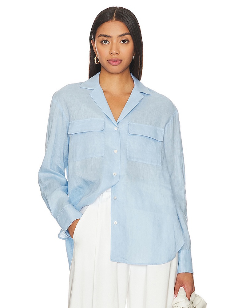 Theory Damen Theory Notch Shirt Relaxed in Baby Blue