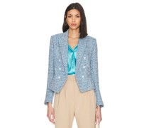 L'AGENCE Brooke Double Breasted Crop Blazer in Baby Blue