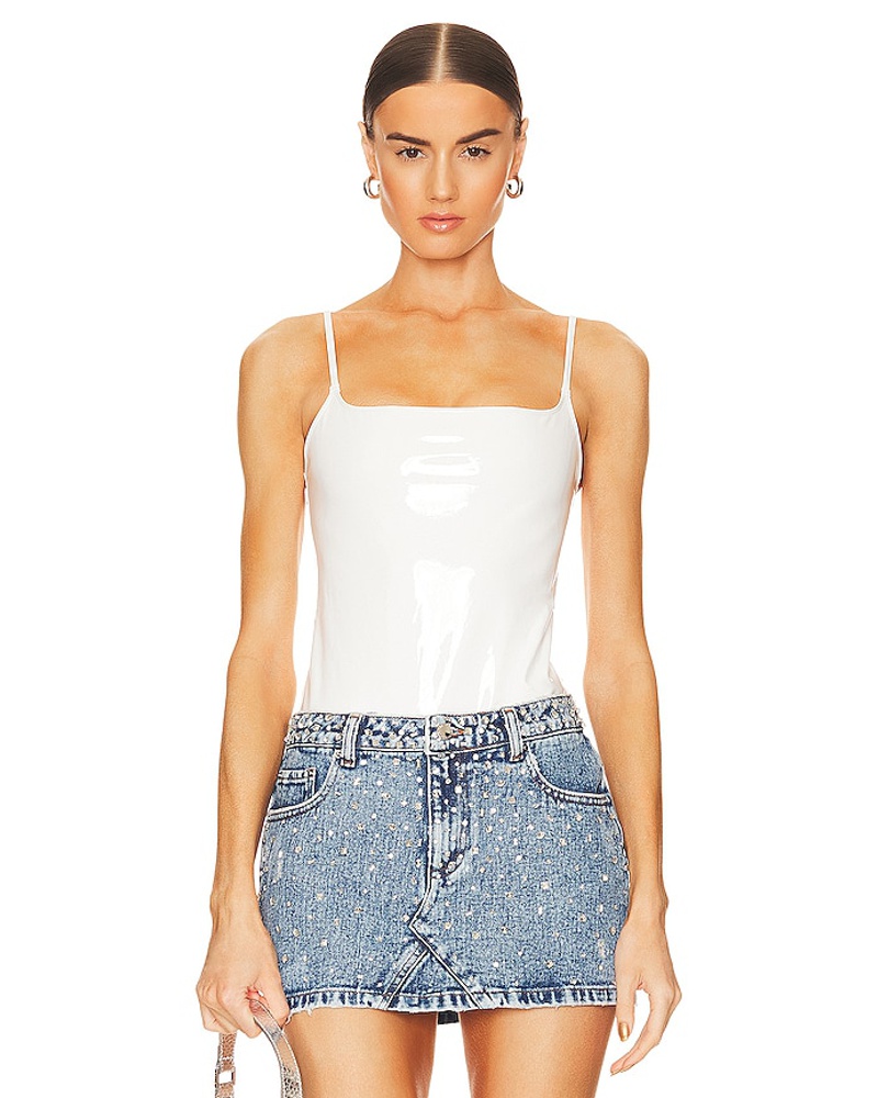 Commando Damen Commando BODY FAUX PATENT LEATHER SPAGHETTI STRAP in White Commando Damen Commando BODY FAUX PATENT LEATHER SPAGHETTI STRAP in White