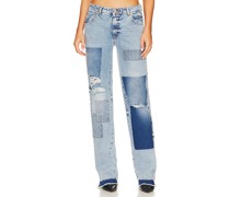 SER.O.YA Heidi Straight Leg Patch Jean in Blue