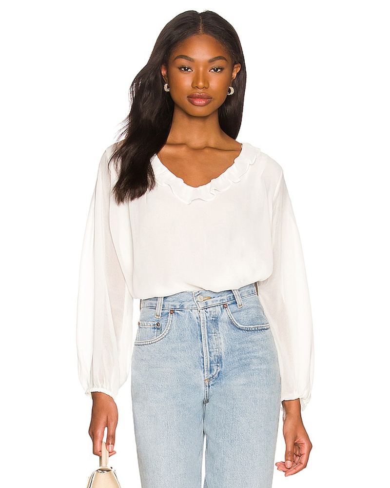 1.STATE Damen 1. STATE BLUSE MIT RÜSCHEN AM AUSSCHNITT in Ivory