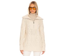 Free People PULLOVER MIT VIERTELREISSVERSCHLUSS DRIFTWOOD CABLE POLO in Ivory