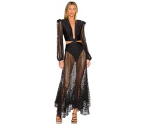 PatBO KLEID PLUNGE NETTED in Black