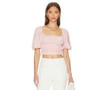 1. STATE Ruched Flutter Sleeve Top in Blush