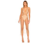 Michael Costello KETTEN-KLEID ZAYD in Metallic Gold