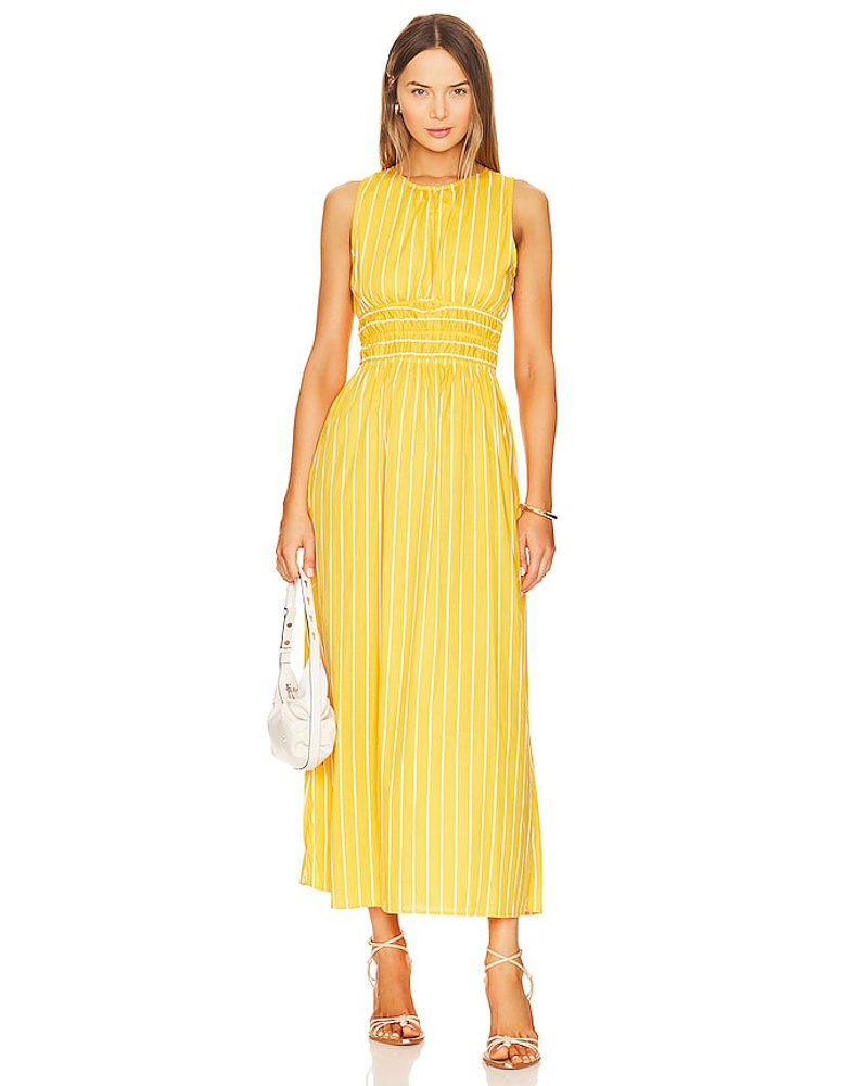 Faithfull The Brand Damen FAITHFULL THE BRAND MIDI-KLEID JEAN in Yellow