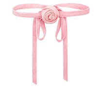 Lele Sadoughi Silk Rosette Ribbon Choker in Pink.