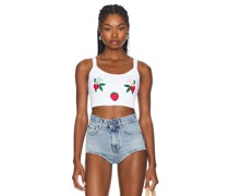 FIORUCCI Embroidered Cropped Tank Top in White