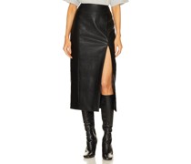 Bardot Dante Faux Leather Midi Skirt in Black