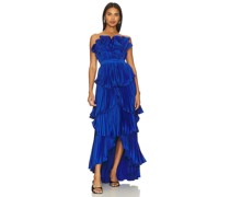 AMUR Judah Scallop Pleated Dress in Royal
