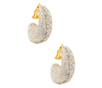 Lele Sadoughi Pave Dome Hoop Clip On Earrings in Metallic Silver.
