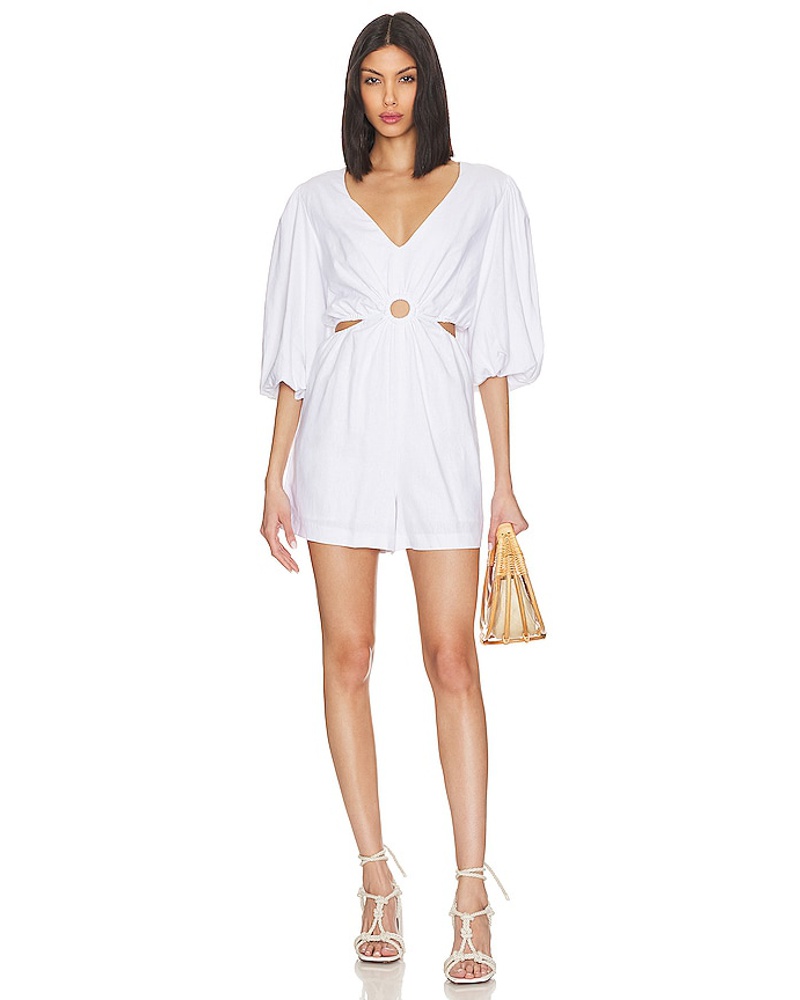 1.STATE Damen 1. STATE V-KURZOVERALL MIT RINGDETAIL UND CUT-OUTS in White OG10747 1.STATE Damen 1. STATE V-KURZOVERALL MIT RINGDETAIL UND CUT-OUTS in White OG10747
