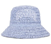 Ganni Summer Straw Hat in Baby Blue.