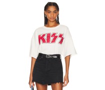 DAYDREAMER T-SHIRT MIT BAND KISS GLITTER LOGO in White.