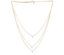 joolz by Martha Calvo HALSKETTE TRIPLE BEZEL in Metallic Gold.