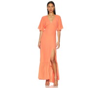 Bobi MAXIKLEID FLUTTER SLEEVE in Coral