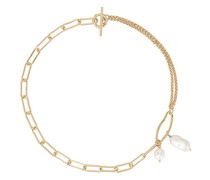 By Adina Eden HALSKETTE MIT KNEBELVERSCHLUSS PEARL AND CHAIN in Metallic Gold.