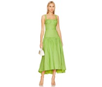 NICHOLAS Drenica Drop Waist Corset Midi Dress in Green