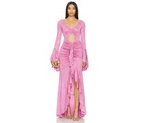 PatBO MAXIKLEID METALLIC JERSEY RUCHED in Pink