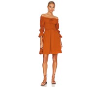 BCBGeneration MINIKLEID SMOCKED BUBBLE SLEEVE in Burnt Orange