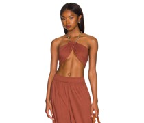 WeWoreWhat NECKHOLDER-TOP BANDANA WRAP in Rust