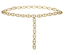 FRAME Open Link Chain Belt in Metallic Gold.