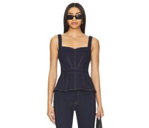 7 For All Mankind Sweetheart Seamed Top in Blue
