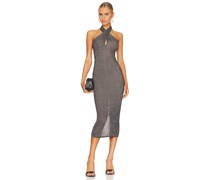 ALIX NYC MIDI-KLEID OLIVER in Metallic Silver