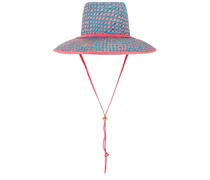 Lele Sadoughi Brielle Straw Checkered Hat in Baby Blue.