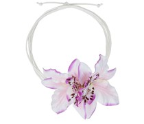 petit moments Orchid Flower Necklace in White.