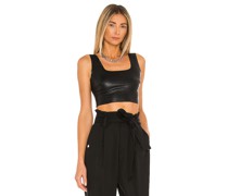 Commando CROP-TOP FAUX LEATHER in Black