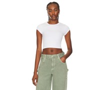 Enza Costa Silk Cropped Tee in White