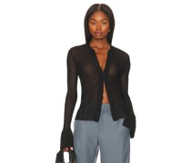 St. Agni Fine Pleat Knit Shirt in Black