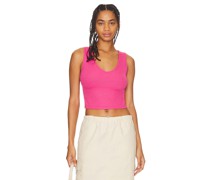 LNA Cropped V Rib Tank in Pink