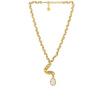 Sterling King Warp Chain Pendant Necklace in Metallic Gold.
