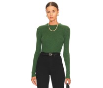 Autumn Cashmere OBERTEIL RIB CREW NECK in Dark Green