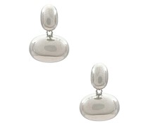 8 Other Reasons Oval Drop Earring in Metallic Silver.