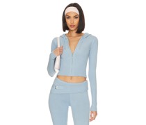 Frankies Bikinis Aimee Cloud Knit Hoodie in Baby Blue
