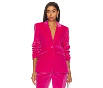 Cinq a Sept Chenille Velvet Scrunched Blazer in Pink
