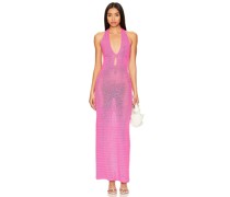 MORE TO COME MAXIKLEID LISSE HALTER in Pink