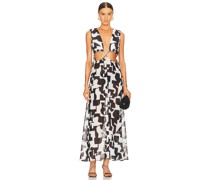 MILLY MAXIKLEID CABANA MODERN GEOMETRIC in Black