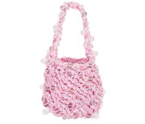 Susan Fang Crochet Beaded Mini Bag in Pink.