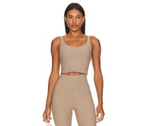 THE UPSIDE CROPPED PEACHED TESS in Tan