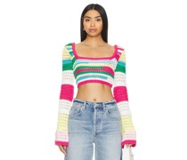 Lovers and Friends CROP-TOP AVEN LONG SLEEVE in Green,Pink
