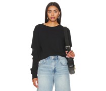 LNA Distressed Cotton Rib Long Sleeve in Black