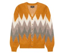 Beams Plus JACQUARD MIT STREIFEN CARDIGAN in Mustard