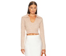 MORE TO COME PULLOVER MIT TIEFEM V-AUSSCHNITT CARLY in Nude